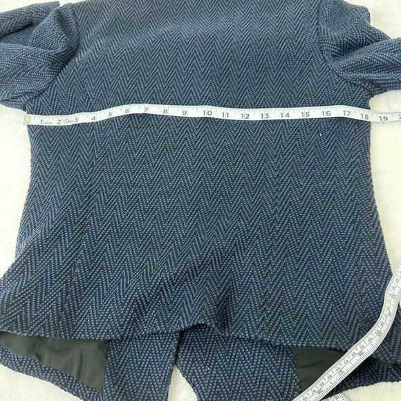 Halogen Women's Size S Open Front Waterfall Blazer Black Navy Chevron Zig Zag - Picture 9 of 10